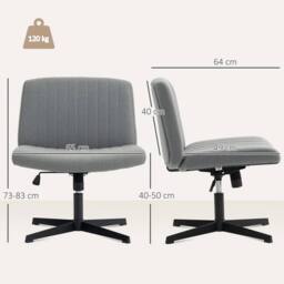FLAVORA Linen Criss Cross Legged Office Chair with Tilt Function, Grey - Size: 0.6m2 - thumbnail 2