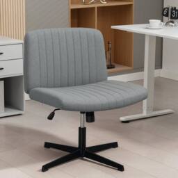 FLAVORA Linen Criss Cross Legged Office Chair with Tilt Function, Grey - Size: 0.6m2 - thumbnail 6