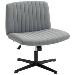 FLAVORA Linen Criss Cross Legged Office Chair with Tilt Function, Grey - Size: 0.6m2 - thumbnail 1