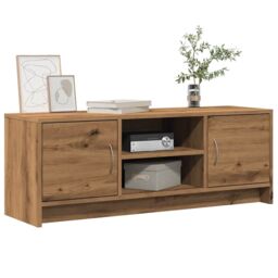 Berkfield Home TV Cabinet Artisan Oak 102x30x37.5 cm Engineered Wood in Brown - thumbnail 1
