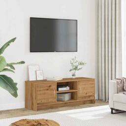 Berkfield Home TV Cabinet Artisan Oak 102x30x37.5 cm Engineered Wood in Brown - thumbnail 3