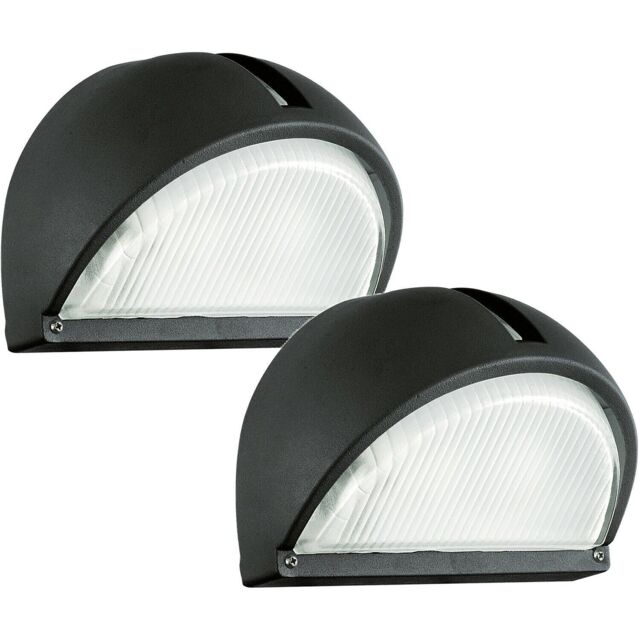 Loops 2 PACK IP44 Outdoor Wall Light Black Aluminium 1x 40W E27 Bulb Porch Lamp - image 1