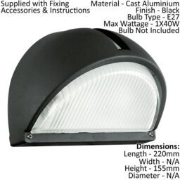 Loops 2 PACK IP44 Outdoor Wall Light Black Aluminium 1x 40W E27 Bulb Porch Lamp - thumbnail 2