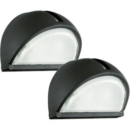 Loops 2 PACK IP44 Outdoor Wall Light Black Aluminium 1x 40W E27 Bulb Porch Lamp - thumbnail 1