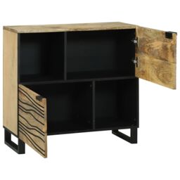 Berkfield Home Sideboard ‚Äì 80x33.5x75 cm, Made from Solid Mango Wood in Beige - Size: 80x33.5x75 cm - thumbnail 2