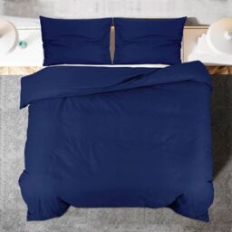 Berkfield Home Duvet Cover Set Navy Blue 200x200 cm Light-weight Microfiber - thumbnail 5