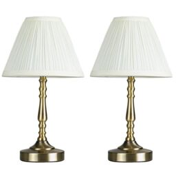 ValueLights Sienna Pair of Gold Table Lamps Touch On/Off Dimmable - thumbnail 2