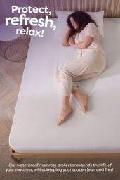 Slumberdown Waterproof Protect Mattress Protector in White - Size: King - thumbnail 3
