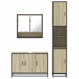 Berkfield Home 3 Piece Bathroom Furniture Set Sonoma Oak Engineered Wood in Brown - thumbnail 5