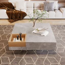 HomeTouch Grey Marble Effect Coffee Table with Removable Storage Box - Size: 1 Pack - thumbnail 4