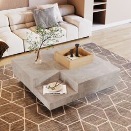 HomeTouch Grey Marble Effect Coffee Table with Removable Storage Box - Size: 1 Pack - thumbnail 2