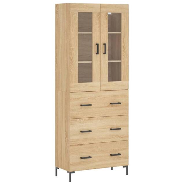 Berkfield Home Highboard Sonoma Oak 69.5x34x180 cm Engineered Wood in Light Tan - image 1