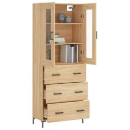Berkfield Home Highboard Sonoma Oak 69.5x34x180 cm Engineered Wood in Light Tan - thumbnail 3