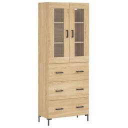 Berkfield Home Highboard Sonoma Oak 69.5x34x180 cm Engineered Wood in Light Tan