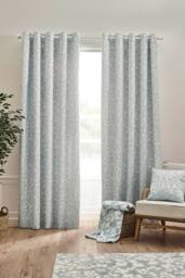 Catherine Lansfield 'Brooke Floral' Lined Eyelet Curtains in Duck Egg Blue - Size: 117 cm width x 137 cm drop
