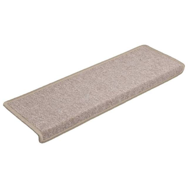 Berkfield Home Decorative Carpet Stair Treads 15 pcs 65x21x4 cm Taupe - Size: Medium - image 1