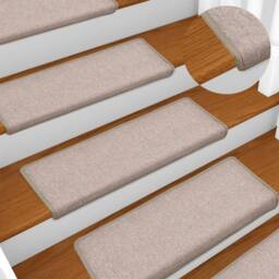 Berkfield Home Decorative Carpet Stair Treads 15 pcs 65x21x4 cm Taupe - Size: Medium - thumbnail 2