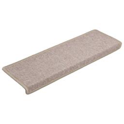 Berkfield Home Decorative Carpet Stair Treads 15 pcs 65x21x4 cm Taupe - Size: Medium - thumbnail 1