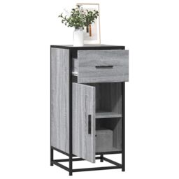 Berkfield Home Sideboard Grey Sonoma 35.5x35x76 cm Engineered Wood & Metal - thumbnail 1