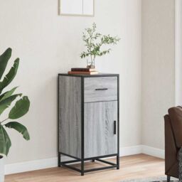 Berkfield Home Sideboard Grey Sonoma 35.5x35x76 cm Engineered Wood & Metal - thumbnail 3