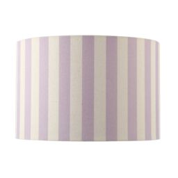 Happy Homewares Coloured & Oatmeal Linen Striped Drum Lampshade with White Fabric Inner in Lilac - Size: 12 inches - thumbnail 5