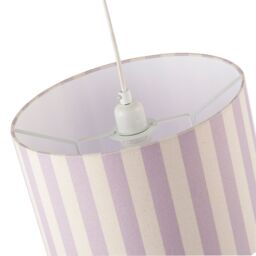 Happy Homewares Coloured & Oatmeal Linen Striped Drum Lampshade with White Fabric Inner in Lilac - Size: 12 inches - thumbnail 3
