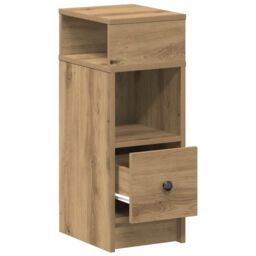 Berkfield Home Bedside Cabinets 2 pcs with Drawer Artisan Oak 25x31x66 cm in Brown - Size: 25 x 31 x 66 cm - thumbnail 6