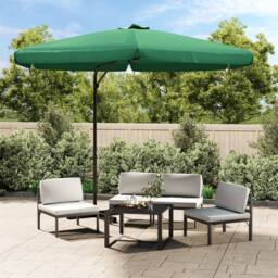 Berkfield Home Outdoor Parasol with Steel Pole 300 cm Green - thumbnail 1
