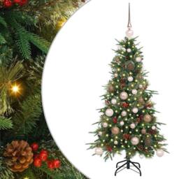 Berkfield Home Elegant Artificial Hinged Christmas Tree Green 120 cm PE & PVC - thumbnail 3