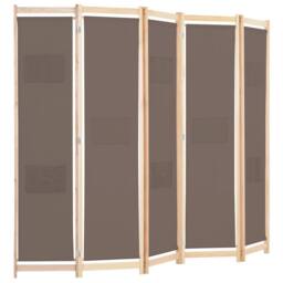 Berkfield Home Stylish 5-Panel Room Divider Brown 200x170x4 cm Fabric - Size: 200 x 170 x 4 cm