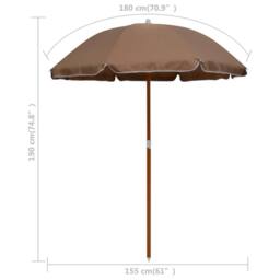 Berkfield Home Parasol with Steel Pole 180 cm Taupe - thumbnail 5