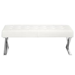 Angel Cerda White Leatherette Bench, Chrome Legs, 120x45x42 cm - Size: 120 x 45 x 42 cm - thumbnail 2