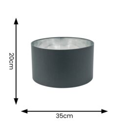 ValueLights Reni Charcoal with Chrome Inner Easy Fit Ceiling Lamp Shade & Bulb - Size: Small - thumbnail 7