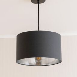 ValueLights Reni Charcoal with Chrome Inner Easy Fit Ceiling Lamp Shade & Bulb - Size: Small - thumbnail 2