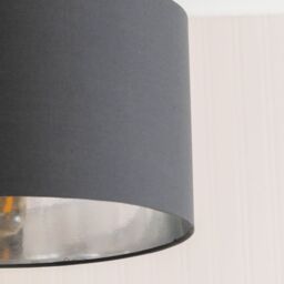 ValueLights Reni Charcoal with Chrome Inner Easy Fit Ceiling Lamp Shade & Bulb - Size: Small - thumbnail 4