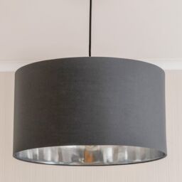 ValueLights Reni Charcoal with Chrome Inner Easy Fit Ceiling Lamp Shade & Bulb - Size: Small - thumbnail 3