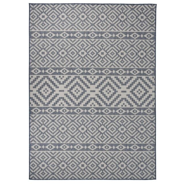 Berkfield Home Outdoor Flatweave Rug 200x280 cm Blue Stripes - Size: 100 cm diameter - image 1