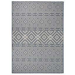 Berkfield Home Outdoor Flatweave Rug 200x280 cm Blue Stripes - Size: 100 cm diameter - thumbnail 1