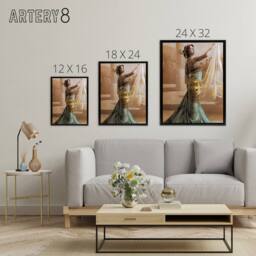 "Artery8 Hand Coloured Portrait Dancer Spy Mata Hari Framed Canvas Wall Art Print - Size: W18"" x H24""" - thumbnail 4
