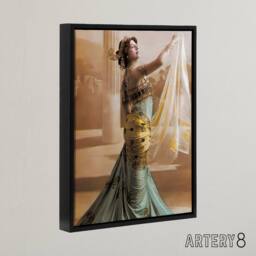 "Artery8 Hand Coloured Portrait Dancer Spy Mata Hari Framed Canvas Wall Art Print - Size: W18"" x H24""" - thumbnail 2