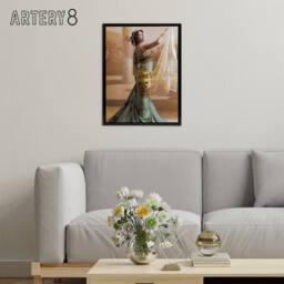 "Artery8 Hand Coloured Portrait Dancer Spy Mata Hari Framed Canvas Wall Art Print - Size: W18"" x H24""" - thumbnail 3