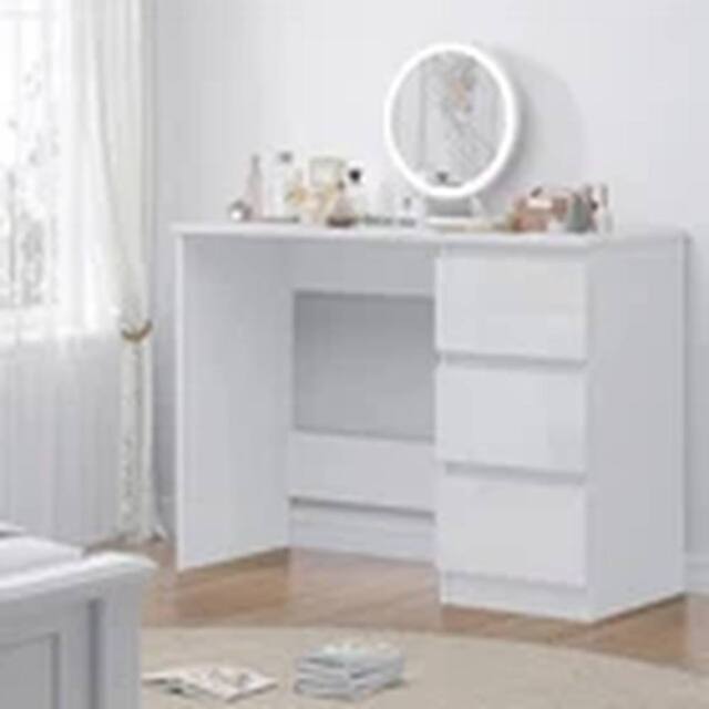 EONLION 3 Drawer White Gloss Dressing Table Scandinavian Bedroom Furniture - image 1