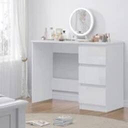 EONLION 3 Drawer White Gloss Dressing Table Scandinavian Bedroom Furniture - thumbnail 1