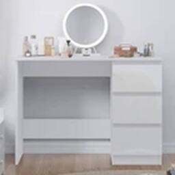 EONLION 3 Drawer White Gloss Dressing Table Scandinavian Bedroom Furniture - thumbnail 3