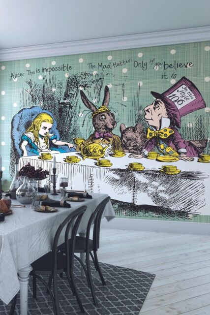 Origin Murals Tea Party Wall Mural in Green - Size: W350 cm x H280 cm - image 1