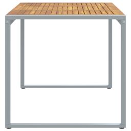 Berkfield Home Outdoor Dining Table Grey 160x80x75 cm Steel&Solid Wood Acacia - Size: 160 x 80 x 75 cm - thumbnail 6