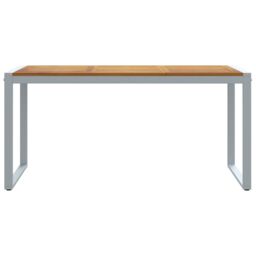 Berkfield Home Outdoor Dining Table Grey 160x80x75 cm Steel&Solid Wood Acacia - Size: 160 x 80 x 75 cm - thumbnail 5