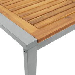 Berkfield Home Outdoor Dining Table Grey 160x80x75 cm Steel&Solid Wood Acacia - Size: 160 x 80 x 75 cm - thumbnail 8