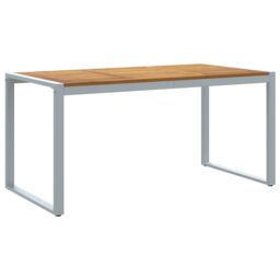 Berkfield Home Outdoor Dining Table Grey 160x80x75 cm Steel&Solid Wood Acacia - Size: 160 x 80 x 75 cm - thumbnail 2