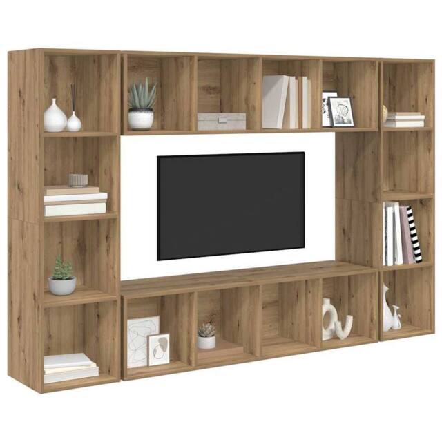 Berkfield Home TV Cabinet 4 pcs Brown 37 x 37 x 142.5 cm Engineered wood - image 1